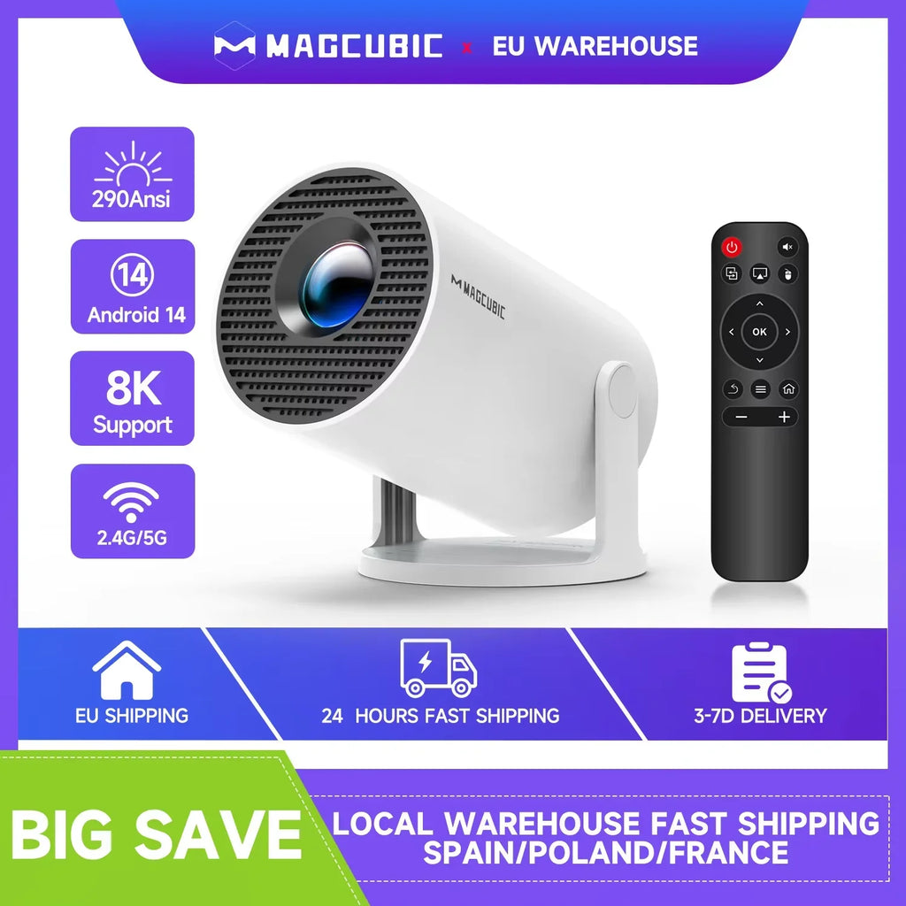 Projector 8K Android 14 HY300 Pro Wifi6 290ANSI Allwinner H726 BT5.4 1080P 1280*720P Cinema Outdoor Portable Projetors
