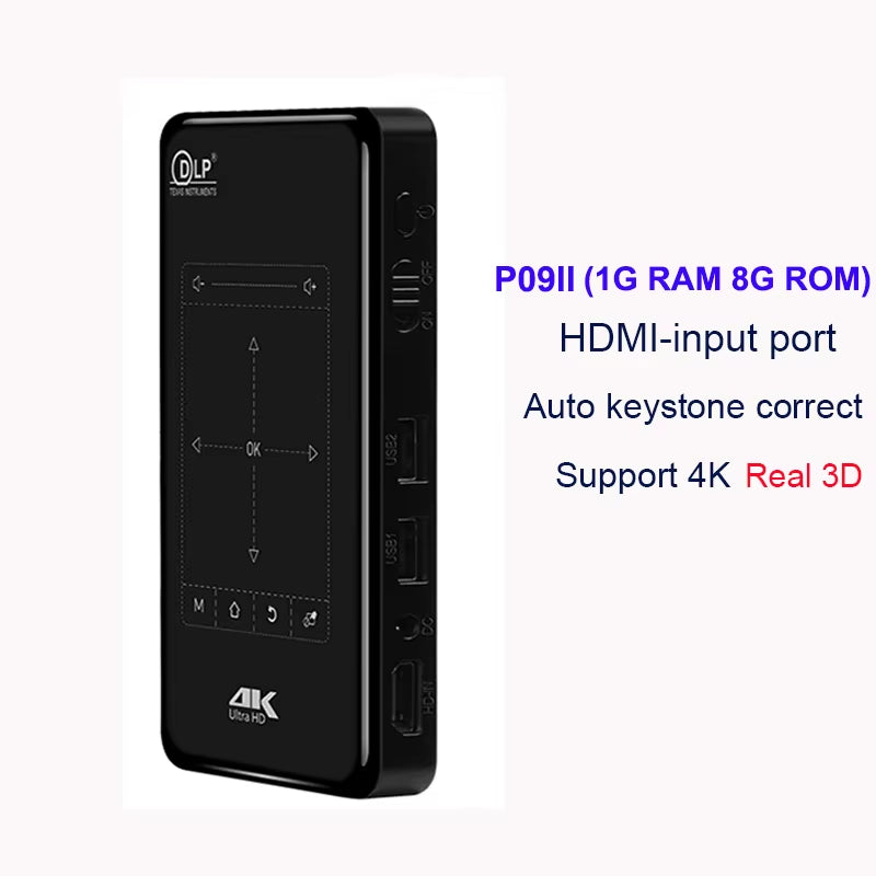 Smartidea New 3D 4K Phone Size HD Projector AC3 Android Wifi DLP Smart Proyector Beamer BT Battery Build-In Airplay Miracast